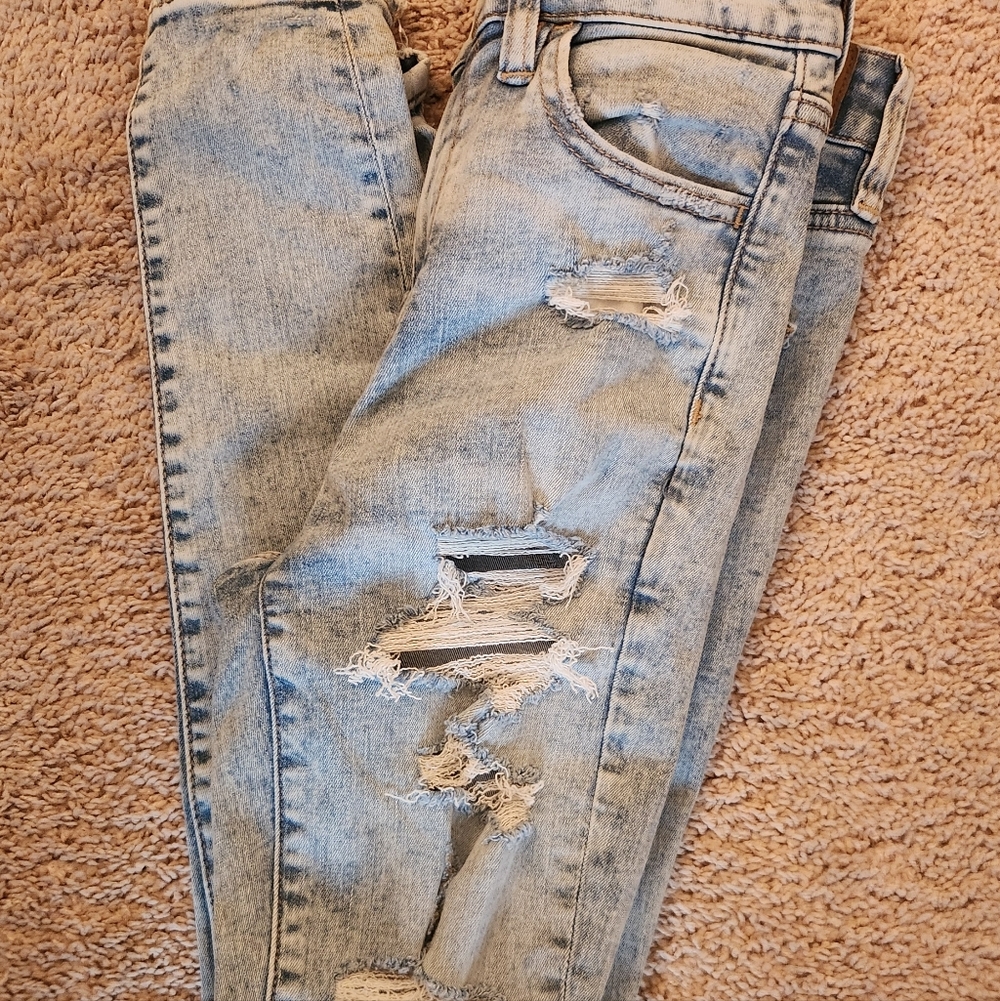 American Eagle Distressed Light Blue Next Level Stretch Women's Jeans Sz. 2 - Picture 8 of 9